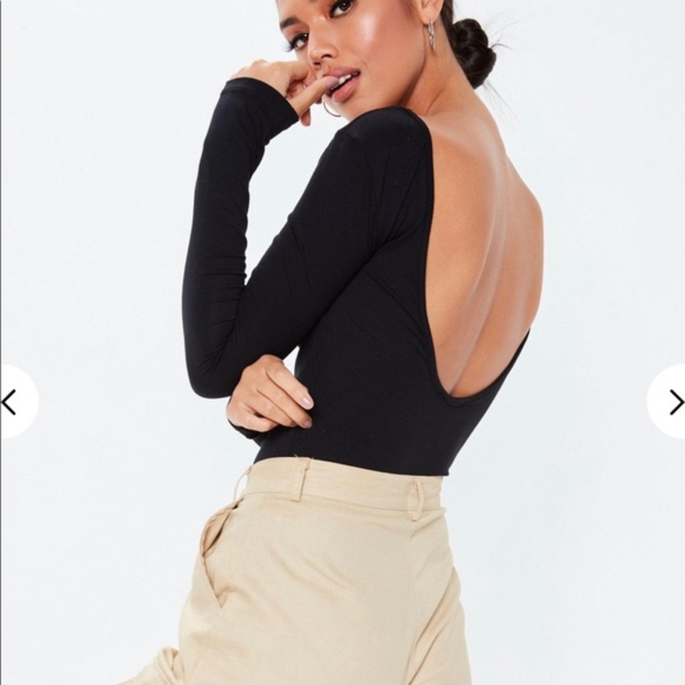 Missguided Black Extreme Scoop Back Bodysuit